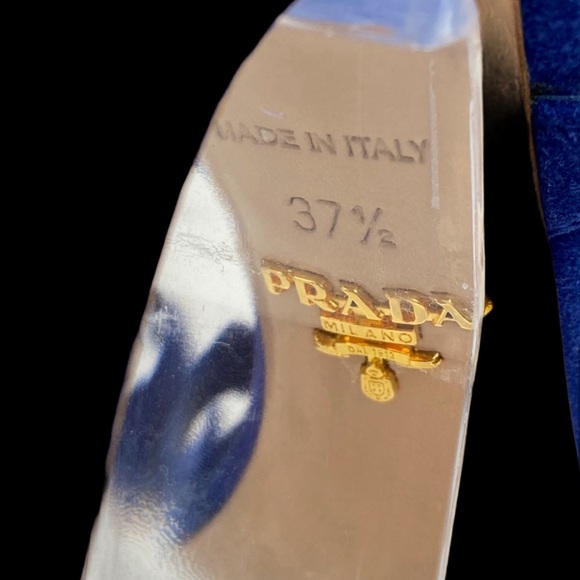 Prada Bluette Scalloped Wavy-Strap Sandals - Picture 8 of 9